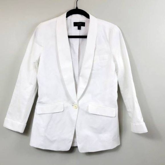 J. Crew Unstructured Linen / Cotton Blazer White Size 0 - Picture 2 of 11